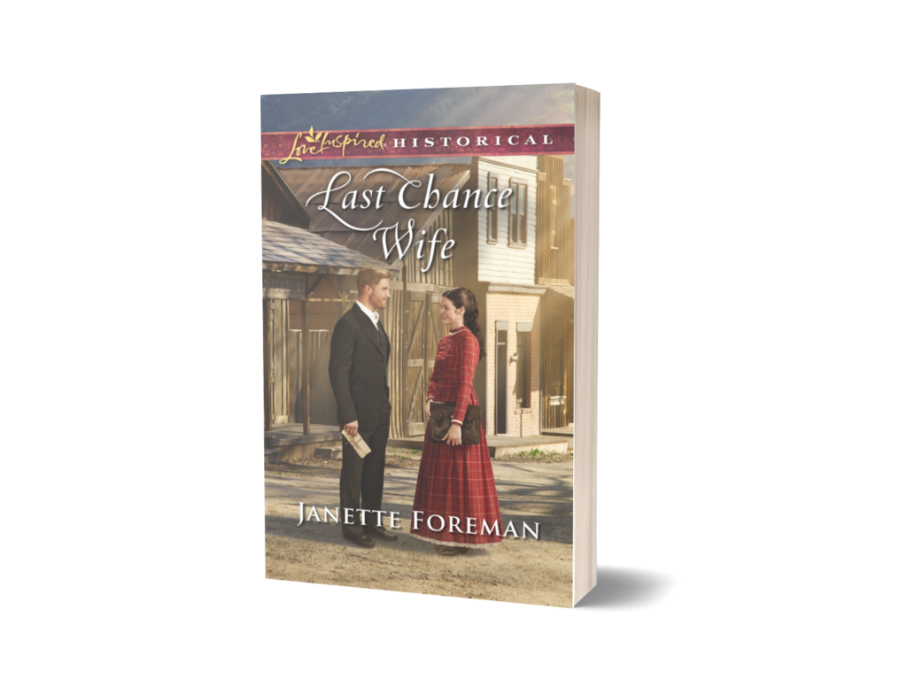 Last Chance Wife by Janette Foreman is a Christian historical romance set in the Black Hills of Dakota Territory in the 1870s and involves the gold rush and mail order brides. It's You've Got Mail in the Wild West. 1560082823