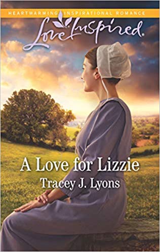an Amish woman in a lavender frock looking out over the sunrise - Love Inspired July 2019 - A Love for Lizzie by Tracey J. Lyons